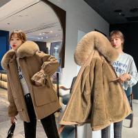 [短视频达人]拉夏贝尔旗下LA CHAPELLE HOMME 2021秋冬新款加厚毛绒派克风棉服宽松棉衣外套女