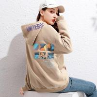 拉夏贝尔旗下LA CHAPELLE HOMME卫衣女春秋季潮牌印花宽松百搭连帽