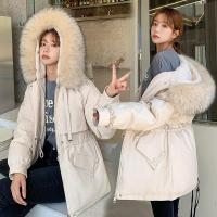 拉夏贝尔旗下LA CHAPELLE HOMME实拍新款韩版羊羔毛内胆派克服短款收腰显瘦加厚棉服外套女