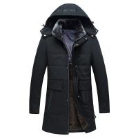 罗蒙(ROMON)中年男士加绒加厚中长款z中老年人爷爷爸爸冬装外套