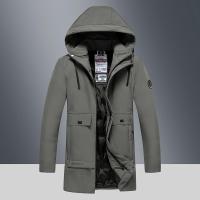 罗蒙(ROMON)中老年男加厚老年人中长款爷爷爸爸冬装外套可脱卸帽