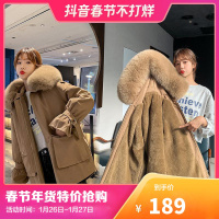 [超买]拉夏贝尔旗下LA CHAPELLE HOMME021秋冬新款加厚毛绒派克风棉服宽松棉衣外套女