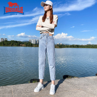 LONSDALE夏季小个子牛仔女裤宽松高腰直筒显瘦老爹萝卜裤八分九分