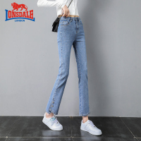LONSDALE微喇叭牛仔裤女春夏款季2022年新款高腰显瘦九分直筒微喇
