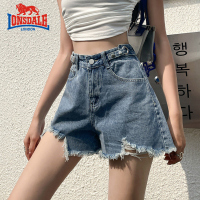 龙狮戴尔a字阔腿短裤新款夏高腰破洞牛仔热裤女韩版宽松显瘦百搭