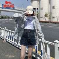 龙狮戴尔2022高腰双扣开叉牛仔短裤女韩版夏显瘦宽松阔腿A字短裤