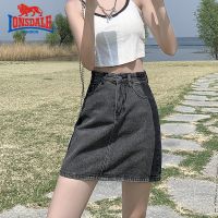 龙狮戴尔夏短裙加防走光内衬烟灰渐变高腰牛仔半身a字显瘦遮胯裙