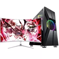 铭能 i9级十核2670V2/GTX1660Ti独显/16G内存/512G固态 台式电脑 台式机 电脑主机 组装电脑 家用办公商务娱乐炒股学生游戏电脑台式组装机+32英寸曲面
