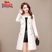 LONSDALE/龙狮戴尔2022春风衣女气质名媛韩版修身通勤双排扣外套