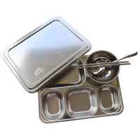 金迪乐不锈钢分格快餐盒餐盘带碗筷勺KCP0528D/套