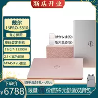 戴尔DELL灵越13pro 5310 13.3英寸酷睿2.5K全面屏EVO高色域超轻薄笔记本电脑11代标压i7-11390H 16G 512G MX450+2G独显 官方标配 粉色