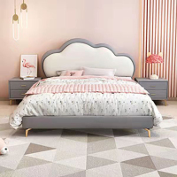 郁菲琦轻奢科技布儿童床1.5米女孩床公主床1.8米男孩床创意实木云朵床