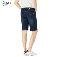 圣吉奥牛仔短裤男夏季薄款修身五分裤2021年新款休闲弹力直筒短裤