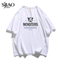 圣吉奥夏季潮牌小恶魔印花短袖t恤男情侣港风ins宽松半袖衫