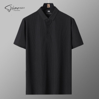 圣吉奥夏季冰丝薄款男士短袖polo衫中年商务休闲夏装无痕上衣体恤