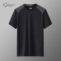 圣吉奥2022夏季短袖男T恤速干运动跑步时尚流行拼接圆领半袖上衣