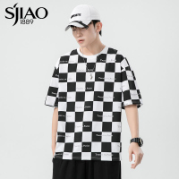 圣吉奥格子短袖T恤夏季宽松潮流嘻哈街头情侣半袖学生百搭上衣