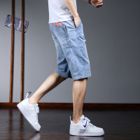 圣吉奥夏季男士牛仔短裤男五分牛仔裤子男宽松直筒马裤七分中裤男