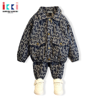 安娜与艾伦男童套装春秋季新款儿童春装小男孩帅气牛仔外套两件套