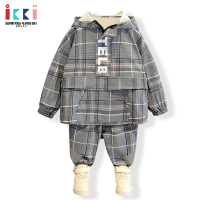 安娜与艾伦儿童套装男童春装2022春秋新款男孩连帽套头帅气两件套