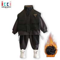 安娜与艾伦儿童运动套装男童春装假两件加绒外套小男孩外穿两件套