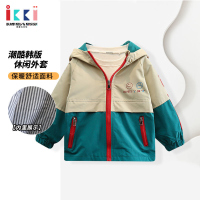 安娜与艾伦宝宝外套春秋款外穿洋气短款风衣中童男孩连帽夹克上衣