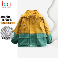 安娜与艾儿童外套男孩帅气连帽风衣春秋季新款拼色男童夹克上衣服