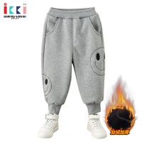 安娜与艾伦男童运动裤宽松儿童棉裤2022新款秋冬季宝宝加绒裤子潮