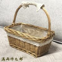 藤编手提花篮柳编水果篮竹编收纳篮编织伴手礼礼品蓝月子鸡蛋篮子