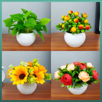 客厅绢花干花束塑料假花仿真花套装饰品家居盆栽小摆件室内摆设花盆花器