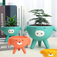 创意卡通动物绿植拼盘多肉植物花盆装饰微景观盆栽陶瓷花器花盆花器