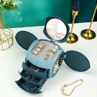 首饰收纳盒高档多层旋转耳钉耳环发夹头饰化妆收纳盒便携饰品盒子