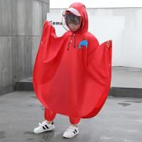 儿童雨衣带书包位女童中小学生防暴雨双帽檐长款斗篷式幼儿园雨披