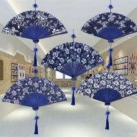 青花瓷折扇装饰 幼儿园墙面布置空中挂饰中国风教室吊饰彩色布扇挂饰
