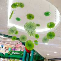 开学店铺吊顶装饰纸扇花生日布置屋顶挂饰环创空中悬挂幼儿园吊饰挂饰