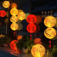 中秋节古风灯笼手提儿童纸花灯发光拍照道具幼儿园装饰场景布置挂饰