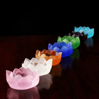 七彩琉璃莲花八吉祥酥油灯座烛台灯架佛具用品供佛贡奉蜡烛台摆件装饰摆件