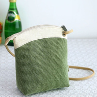 布奏帆布手机包女斜挎小巧精致手机小挎包散步小包女包保护袋迷你收纳包