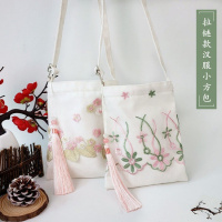 新款蕾丝汉服包拉链小方包斜挎包古风小包手机袋单肩包女士包袋收纳包