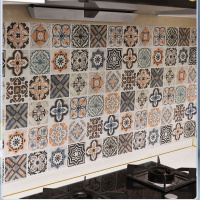 厨房防水防油贴纸墙面自粘纸家居耐脏耐高温民族风创意贴墙面橱柜防尘罩