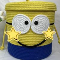 卡通棉线收纳筐大小号加盖零食玩具收纳筐衣服杂物收篮编织收纳筐