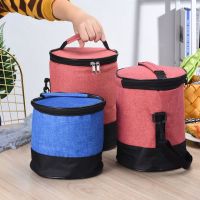 圆形防水保温袋学生饭盒保温袋外用手提包保温桶袋子牛津布便当包收纳包