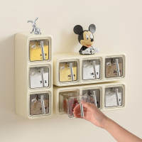 调料盒家用厨房壁挂免打孔盐味精收纳盒胡椒佐料组合套装调味瓶罐收纳盒