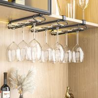 创意倒挂红酒杯架免打孔悬挂高脚杯橱柜下家用收纳架子置物架白色收纳层架