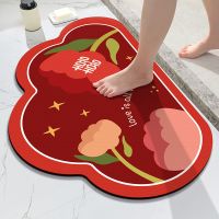喜字结婚喜庆硅藻泥地垫红色婚房地毯卫生间厕所口吸水防滑脚垫