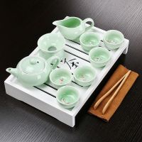 功夫茶具套装家用小套陶瓷茶杯紫砂茶壶一套简约旅行茶盘一体茶道茶具