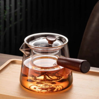 侧把煮茶壶玻璃加厚耐高温木把过滤煮茶器单壶电陶炉烧水茶具套装茶具