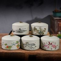粗陶密封罐茶叶罐复古风大小号家用防潮红茶普洱茶花茶果干储存罐茶具