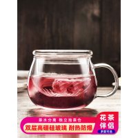 透明玻璃杯带把茶水分离泡茶杯子女士花茶杯滤茶男家用水杯马克杯茶具