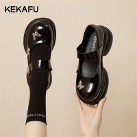 珂卡芙玛丽珍女鞋厚底2023秋季新款浅口蝴蝶松糕小个子单鞋小皮鞋